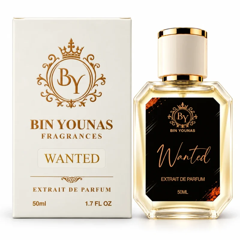 Wanted perfume gift box packaging by Bin Younas Fragrances